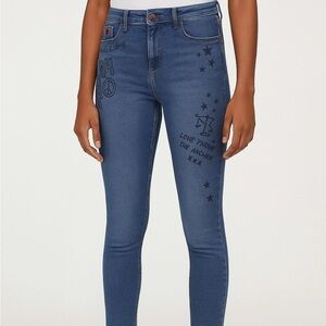 🆕🚺 H&M Super Skinny Jeans Pants Women XS 2-4 Graffiti Print Streetwear Vibes